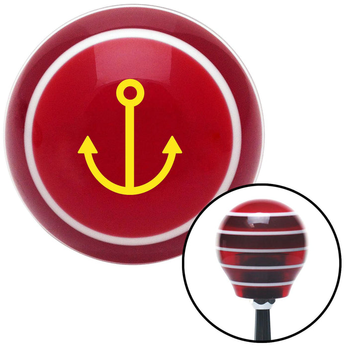 Yellow Anchor Design Red Stripe Shift Knob with M16 x 15 Insert