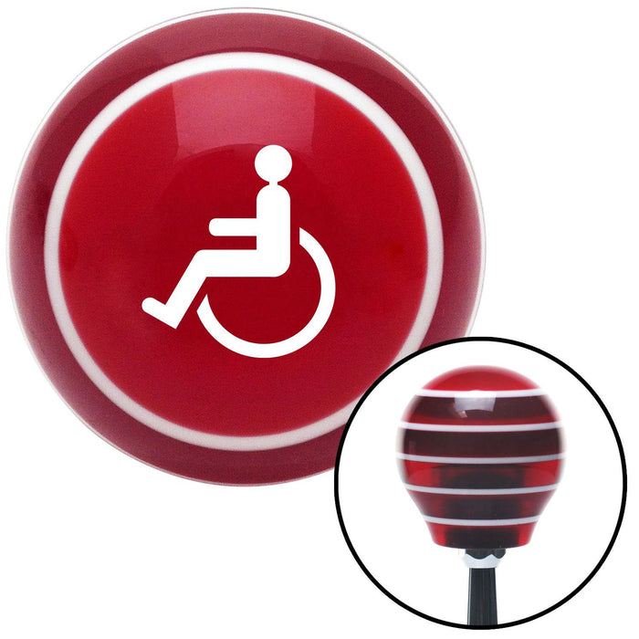 White Wheelchair Red Stripe Shift Knob with M16 x 15 Insert