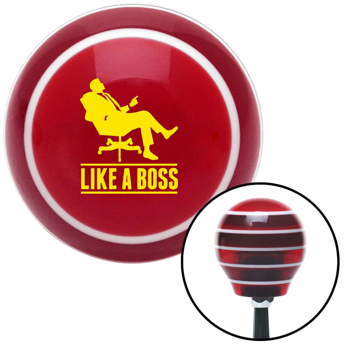 Yellow Like A Boss Red Stripe Shift Knob with M16 x 15 Insert