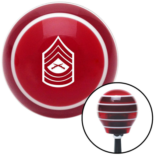 White 07 Master Sergeant Red Stripe Shift Knob with M16 x 15 Insert