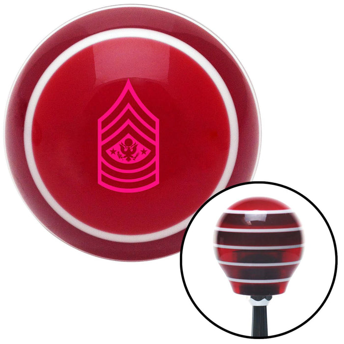 Pink Sergeant Major of the Army Red Stripe Shift Knob with M16 x 15 Insert