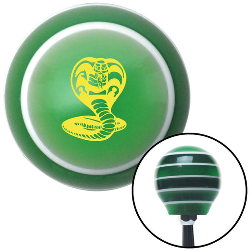 Yellow King Cobra Green Stripe Shift Knob with M16 x 15 Insert