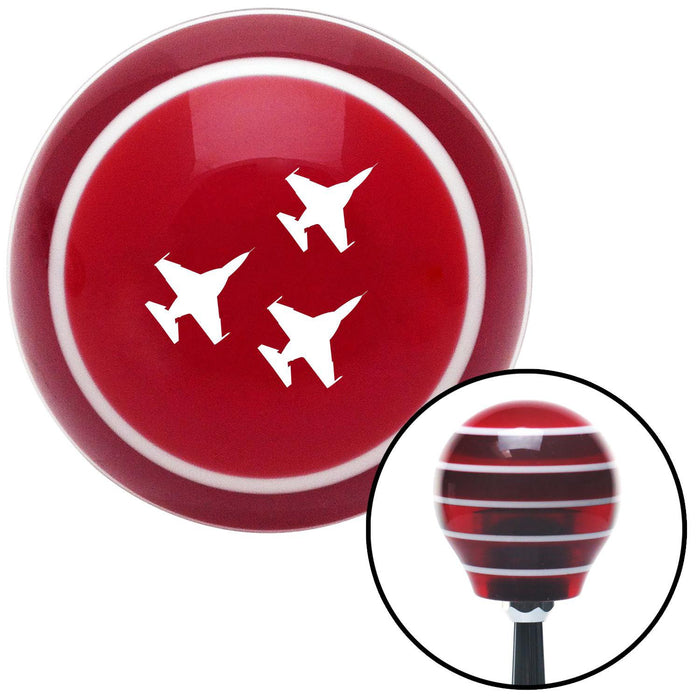 White Jet Formation Red Stripe Shift Knob with M16 x 15 Insert