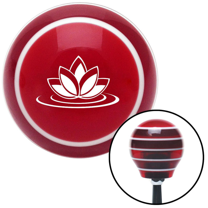 White Flower on Water Red Stripe Shift Knob with M16 x 15 Insert