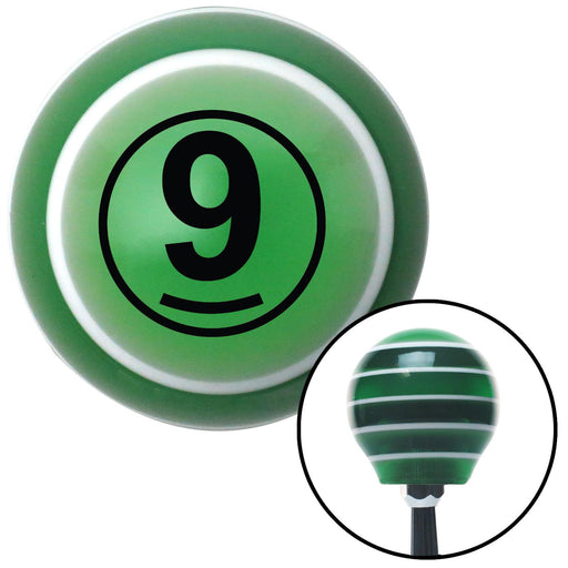 Black Ball 9 Green Stripe Shift Knob with M16 x 15 Insert