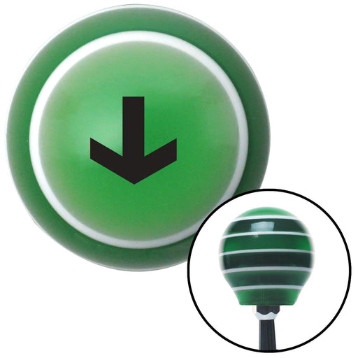 Black Solid Arrow Down Green Stripe Shift Knob with M16 x 15 Insert