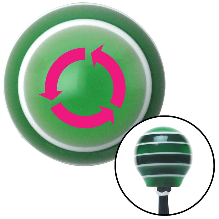 Pink Arrows in Circle Green Stripe Shift Knob with M16 x 15 Insert