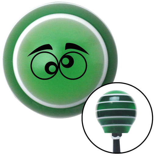 Black Funny Eyes Green Stripe Shift Knob with M16 x 15 Insert