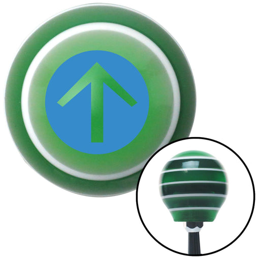 Blue Circle Directional Arrow Up Green Stripe Shift Knob with M16 x 15 Insert