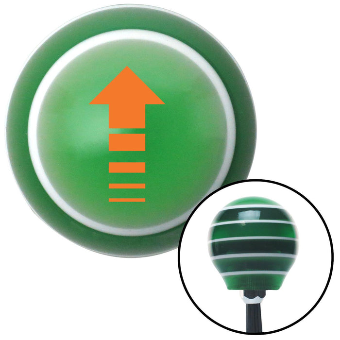 Orange Broken Directional Arrow Up Green Stripe Shift Knob with M16 x 15 Insert