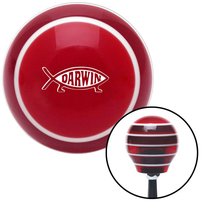 White Darwin Red Stripe Shift Knob with M16 x 15 Insert