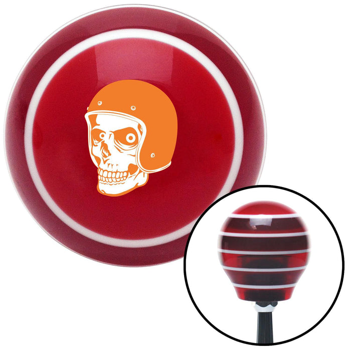 Orange Hellraiser Skull Red Stripe Shift Knob with M16 x 15 Insert