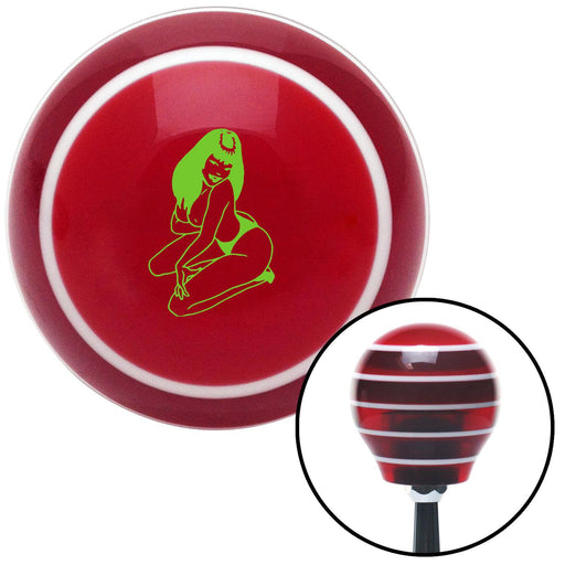 Green Sexy Girl Red Stripe Shift Knob with M16 x 15 Insert