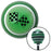 Black Dual Checkered Flags Green Stripe Shift Knob with M16 x 15 Insert