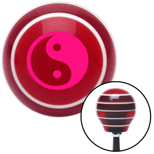 Pink Yin  Yang Red Stripe Shift Knob with M16 x 15 Insert