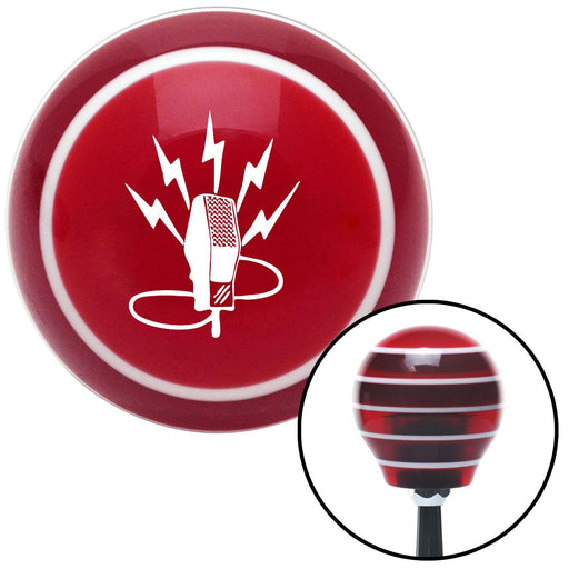 White Microphone Energy Red Stripe Shift Knob with M16 x 15 Insert