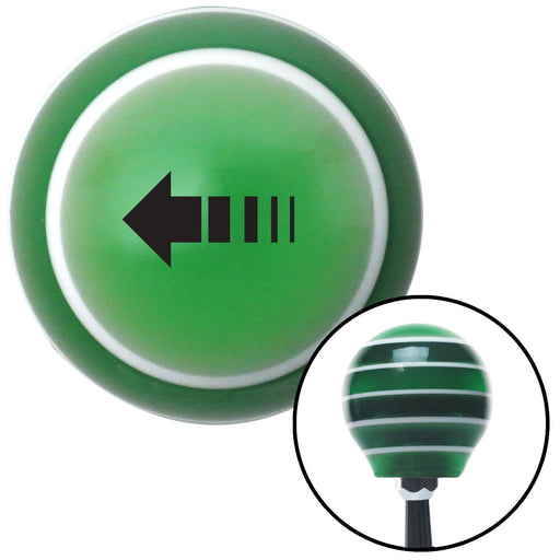 Black Broken Directional Arrow Left Green Stripe Shift Knob with M16 x 15 Insert