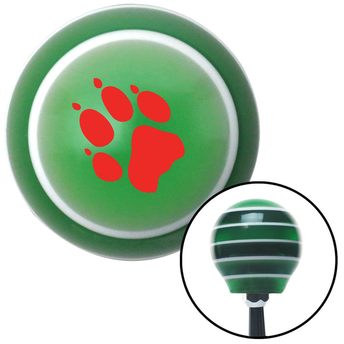 Red Paw Print Green Stripe Shift Knob with M16 x 15 Insert