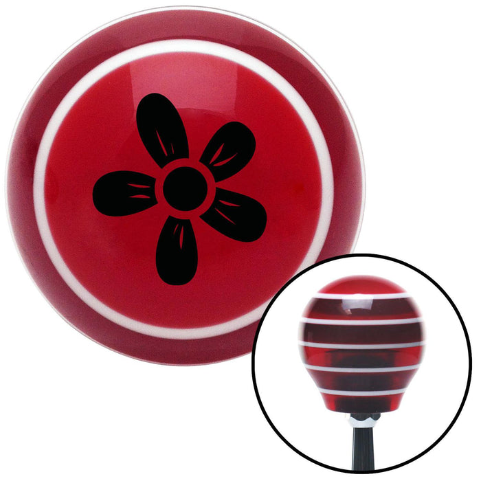 Black Flower  Daisy Red Stripe Shift Knob with M16 x 15 Insert