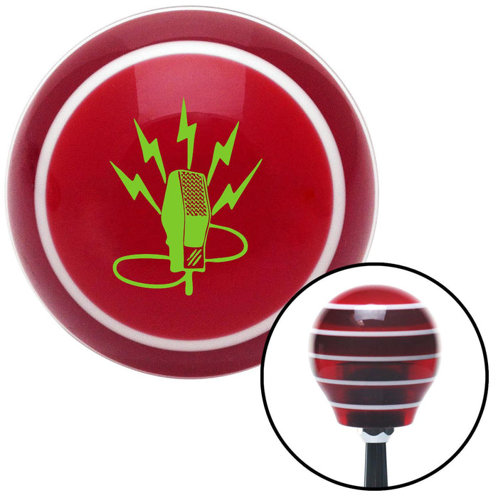 Green Microphone Energy Red Stripe Shift Knob with M16 x 15 Insert