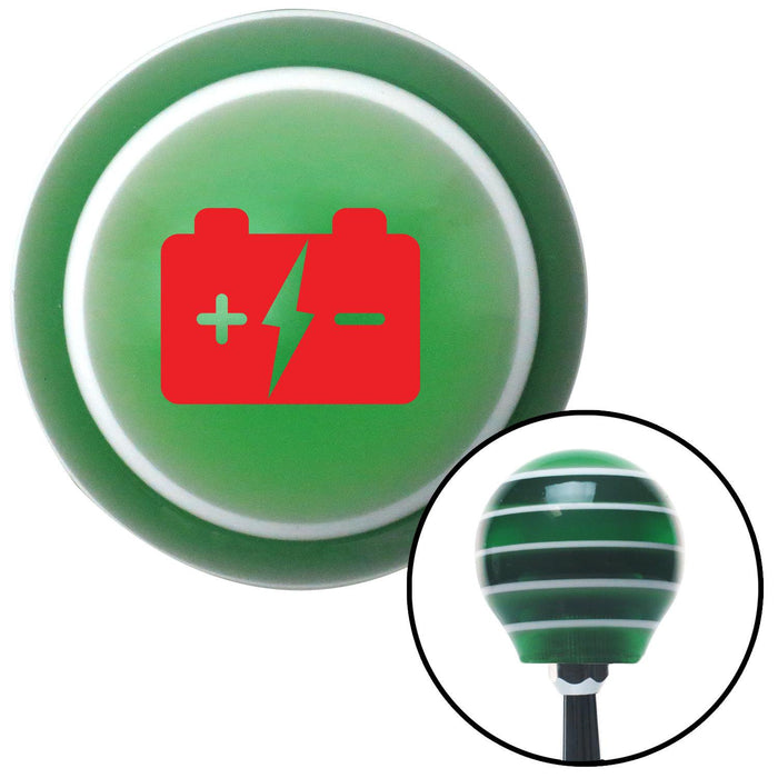 Red Battery Charge Symbol Green Stripe Shift Knob with M16 x 15 Insert