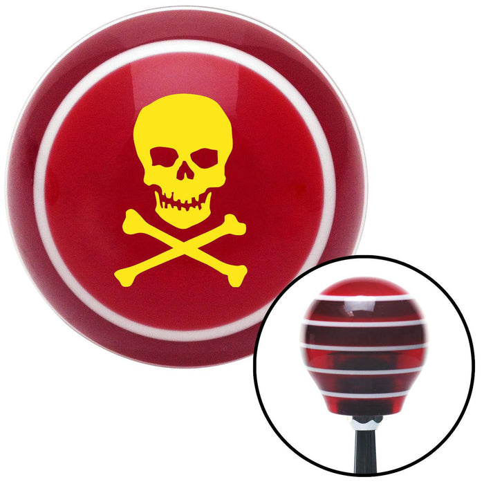 Yellow Skull and Bones Red Stripe Shift Knob with M16 x 15 Insert