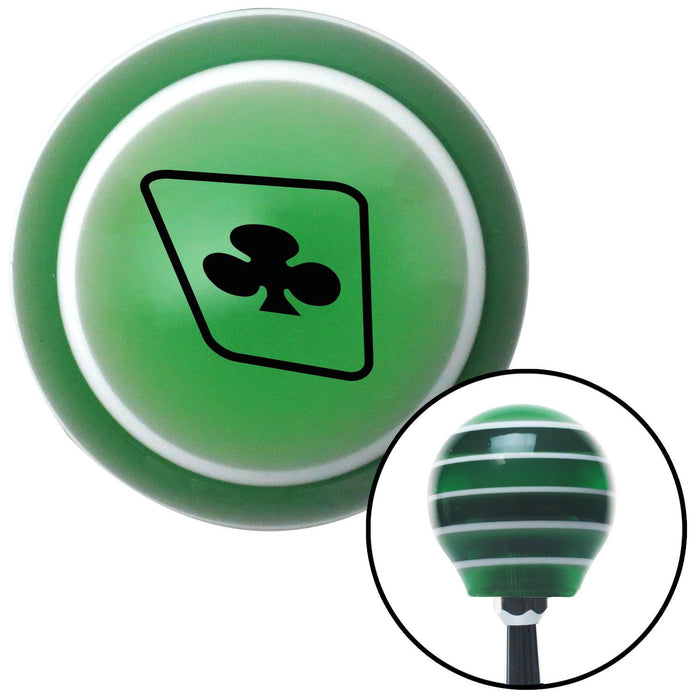 Black Clubs on a Card Green Stripe Shift Knob with M16 x 15 Insert