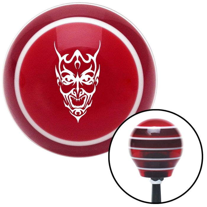 White Abstract Devil Face Red Stripe Shift Knob with M16 x 15 Insert