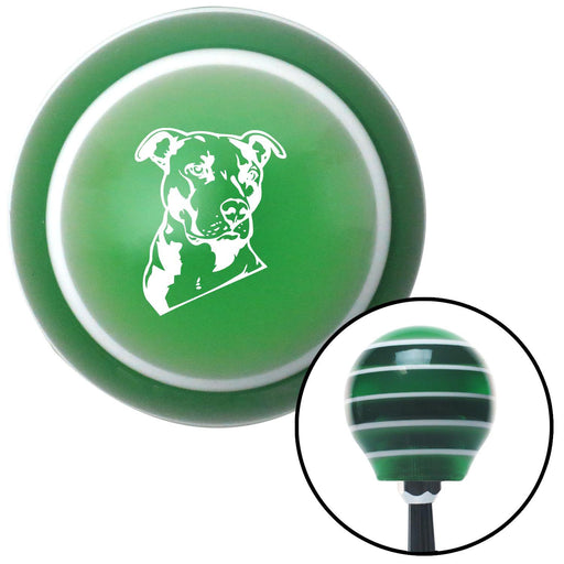 White Pitbull Green Stripe Shift Knob with M16 x 15 Insert