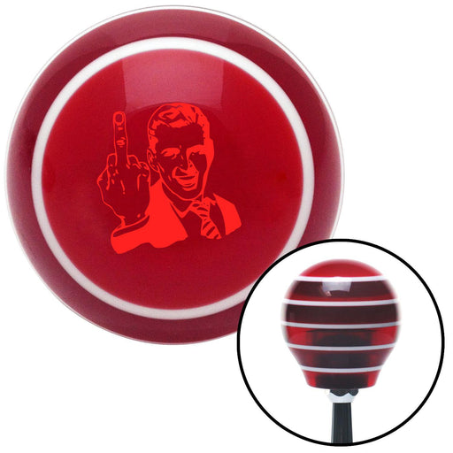 Red Middle Finger Red Stripe Shift Knob with M16 x 15 Insert