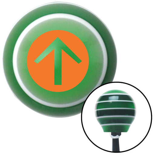 Orange Circle Directional Arrow Up Green Stripe Shift Knob with M16 x 15 Insert