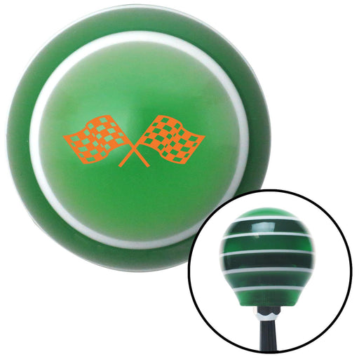 Orange Checkered Racing Flags Green Stripe Shift Knob with M16 x 15 Insert