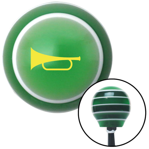 Yellow Horn Trumpet Green Stripe Shift Knob with M16 x 15 Insert