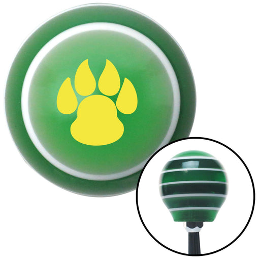 Yellow Pawprint Sharp Green Stripe Shift Knob with M16 x 15 Insert