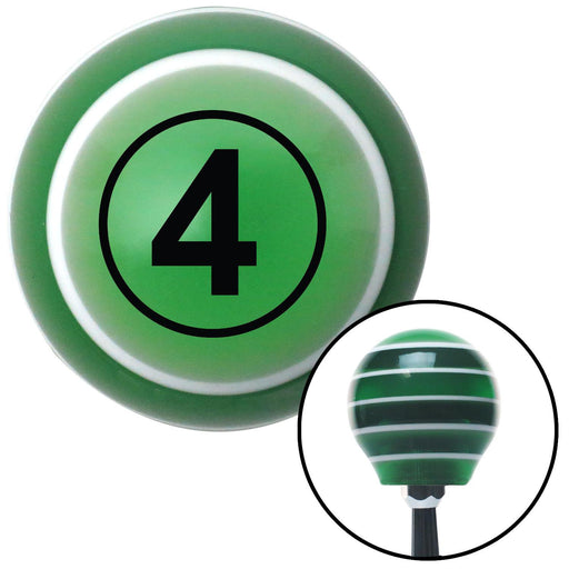 Black Ball 4 Green Stripe Shift Knob with M16 x 15 Insert