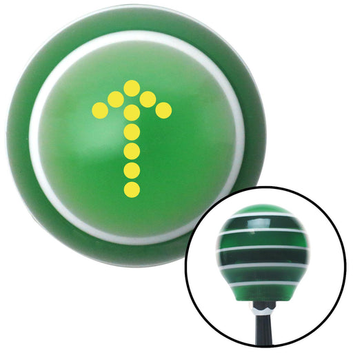 Yellow Dotted Directional Arrow Up Green Stripe Shift Knob with M16 x 15 Insert