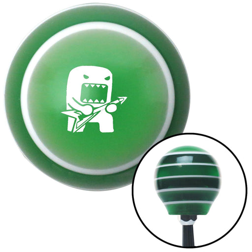 White Domo Jammin Green Stripe Shift Knob with M16 x 15 Insert