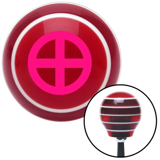 Pink Sun Cross Red Stripe Shift Knob with M16 x 15 Insert