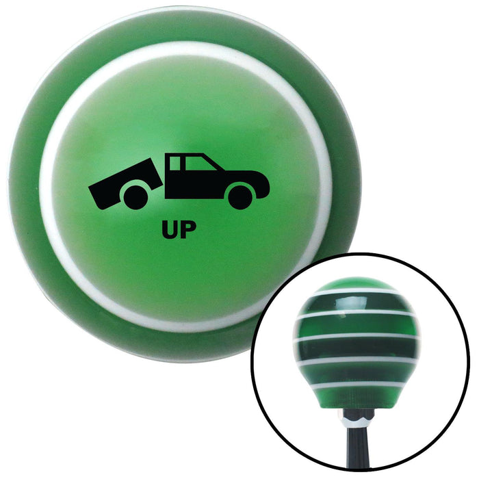 Black Automotive Dump Bed Up Green Stripe Shift Knob with M16 x 15 Insert