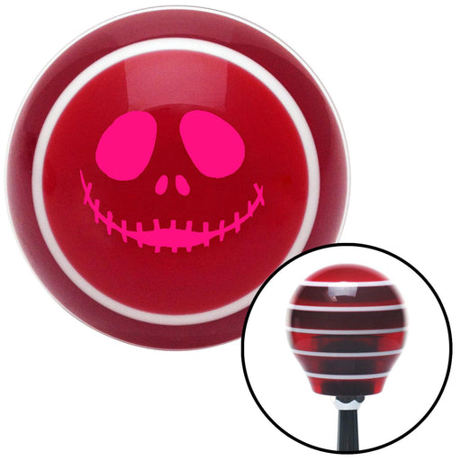 Pink Jack O Lantern Face Red Stripe Shift Knob with M16 x 15 Insert