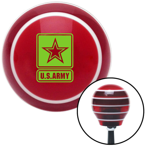 Green US Army Insignia Red Stripe Shift Knob with M16 x 15 Insert