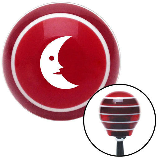 White Crescent Moon Smiling Red Stripe Shift Knob with M16 x 15 Insert