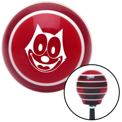 White Felix The Cat Smiling Red Stripe Shift Knob with M16 x 15 Insert