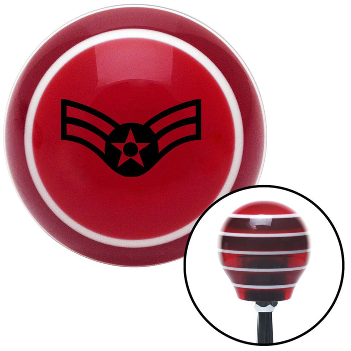 Black Airman First Class Red Stripe Shift Knob with M16 x 15 Insert