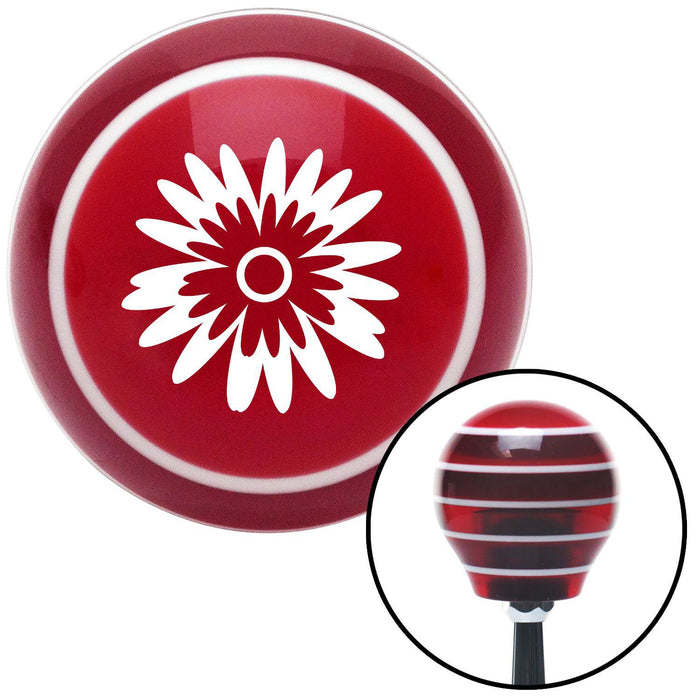 White Flowers Red Stripe Shift Knob with M16 x 15 Insert