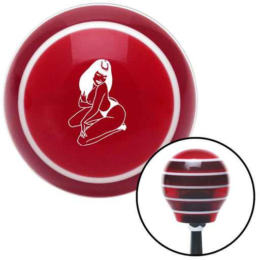 White Sexy Girl Red Stripe Shift Knob with M16 x 15 Insert