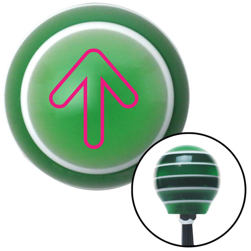 Pink Bubble Directional Arrow Up Green Stripe Shift Knob with M16 x 15 Insert