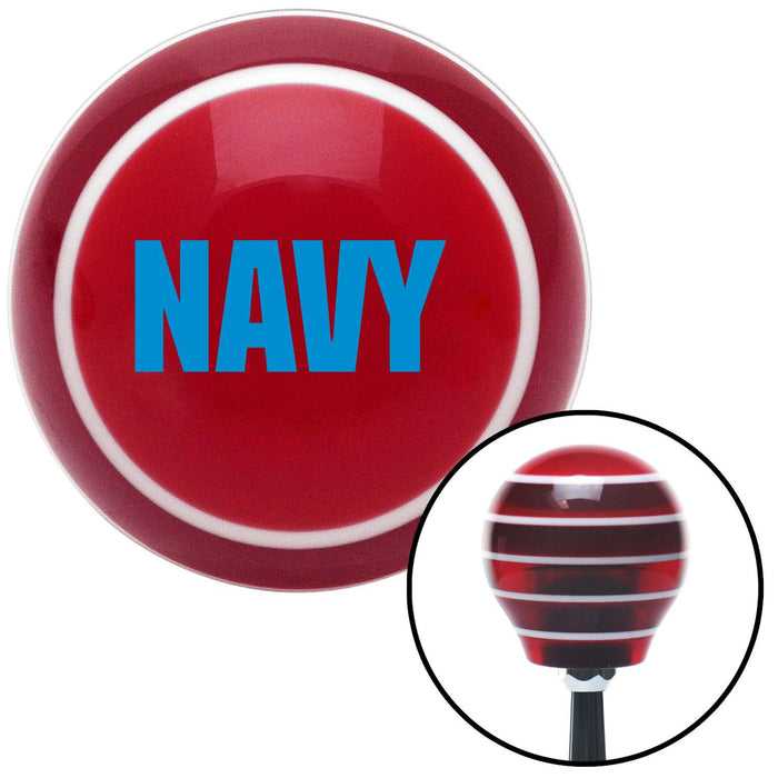 Blue NAVY Logo Red Stripe Shift Knob with M16 x 15 Insert