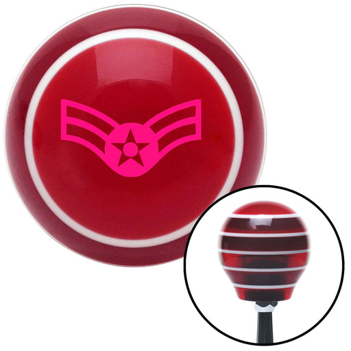 Pink Airman First Class Red Stripe Shift Knob with M16 x 15 Insert