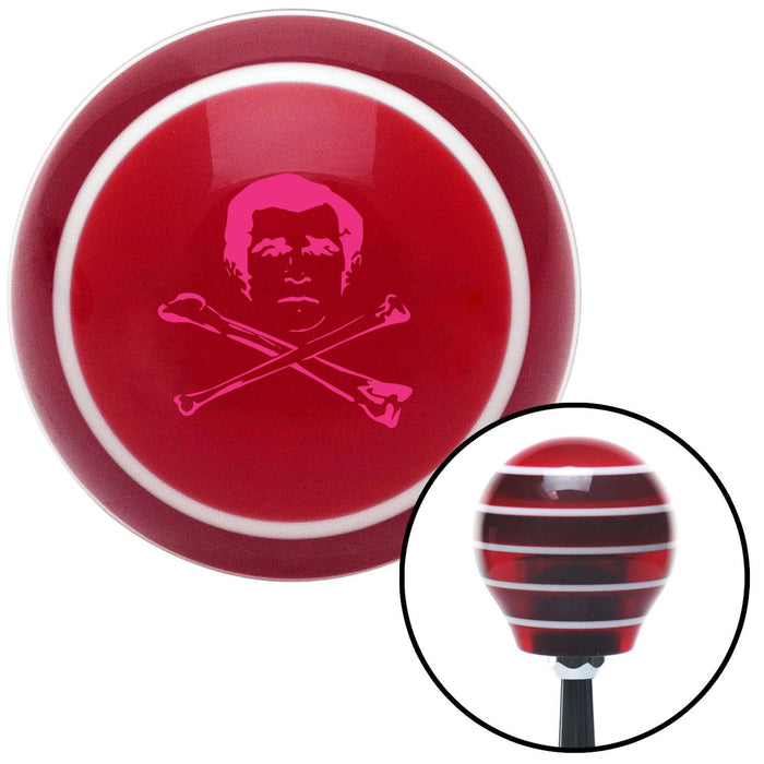 Pink Deaths Head Red Stripe Shift Knob with M16 x 15 Insert